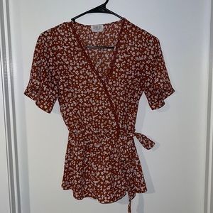 Rust orange blouse floral. US size XS